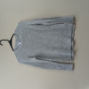 Gray Ribbed Knit Sweater